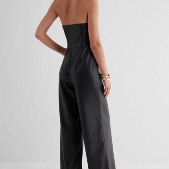 NWT Express Faux Leather Wide Leg Jumpsuit - Picture 3 of 4